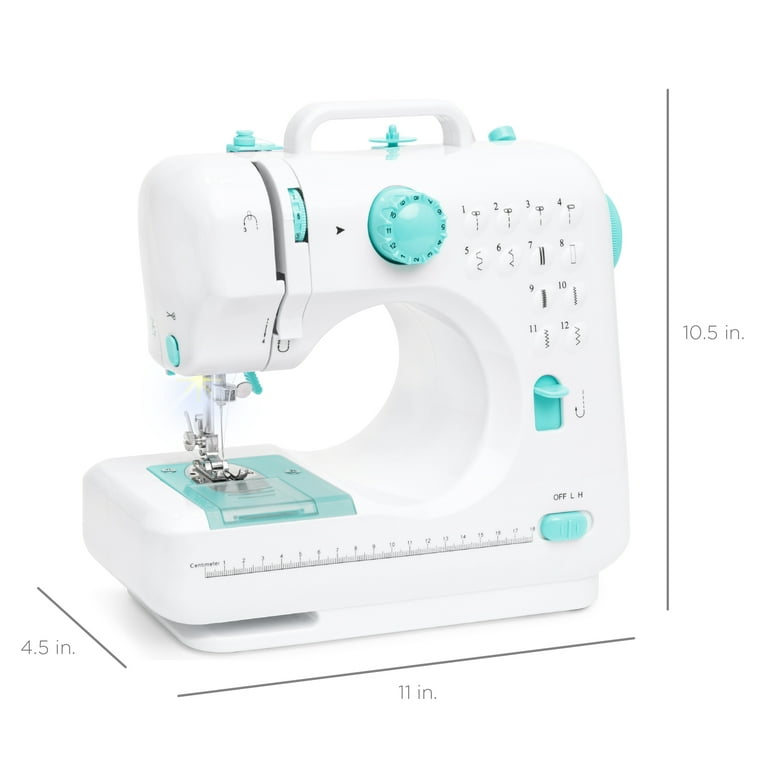 WALLECOM Portable Sewing Machine for Beginners with 38 Stitch Applications,  Dual Speed, Reverse Stitch, Foot Pedal and 42 Pcs Sewing Kit - Small