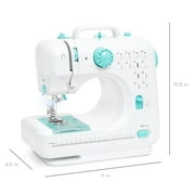 Best Choice Products 6V Portable Sewing Machine, 42-Piece Beginners Kit w/ 12 Stitch Patterns - Teal/White