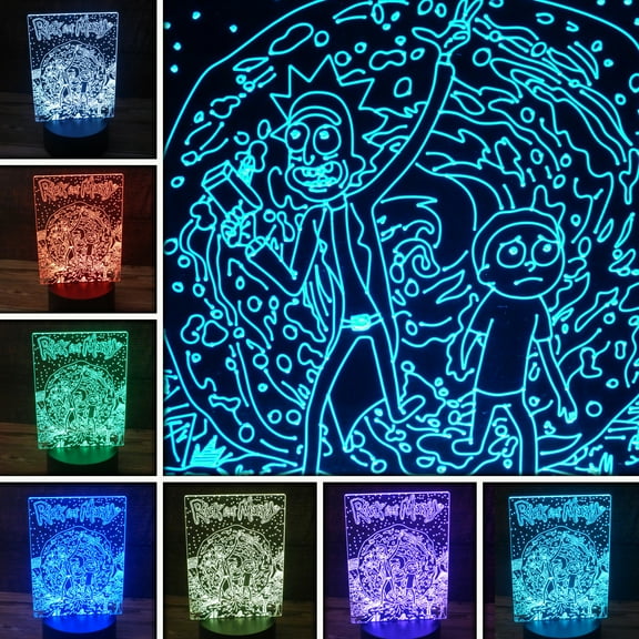 3D Ricky and Morty Teleportation Desk Light, 7 Color LED Base Lamp with USB, Battery, and a Touch control Rotating Fade or Solid Color mode. A perfect Nightlight for Kids or a unique gift for any age.