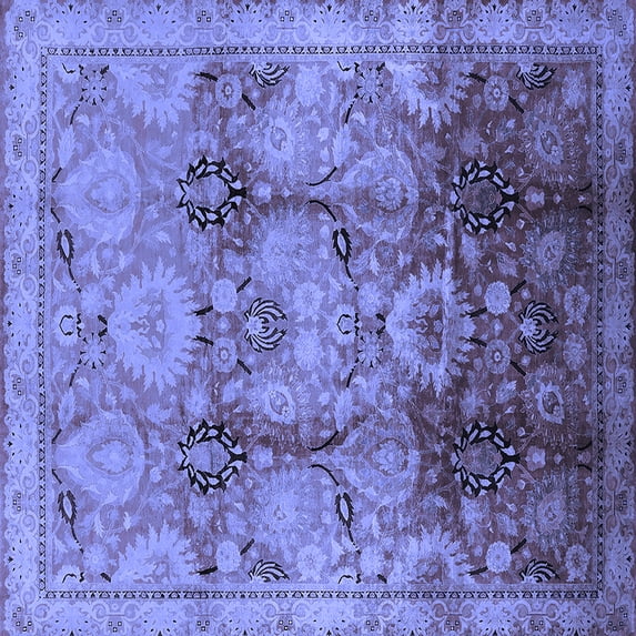 Ahgly Company Indoor Square Oriental Blue Traditional Area Rugs, 7' Square