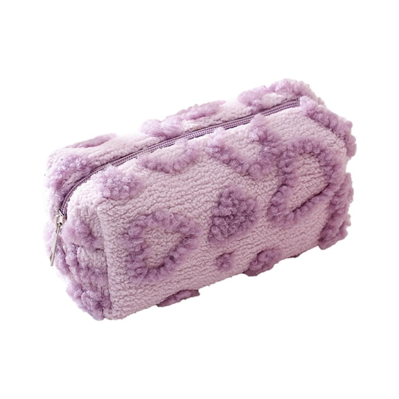 JVBTVB Small Drawstring Pouches Heart Print Plush Travel Pouch for Girls Teens Coin Purse Earphone Bag 7x3.5x3.1in