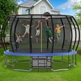 thumbnail image 2 of Aukfa 16FT Trampoline with Basketball Hoop for Kids Adults, Outdoor Pumpkin Trampoline with Enclosure for Backyard - Blue, 2 of 8