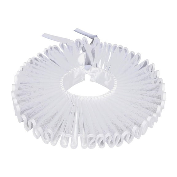 Wxqbjtam Elizabethan Clown Neck Ruffle Comfortable Ruffled Collars for Halloween Medieval White
