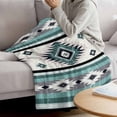 thumbnail image 3 of Turquoise Boho Blanket Soft Cozy Warm Throw Blanket for Couch, Plush Fuzzy Flannel Fleece Blankets for Sofa, Southwestern Ethnic Aztec Retro Geometric Bed Blankets Lightweight Gifts for Men, 40"x50", 3 of 9