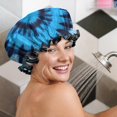 thumbnail image 5 of Shower Caps,Blue Tie Dye Spiral Pattern Waterproof Shower Cap for Women 4 Pieces,Double Reusable Hair Cover for Shower PEVA Elastic Stretch Hem, 5 of 7