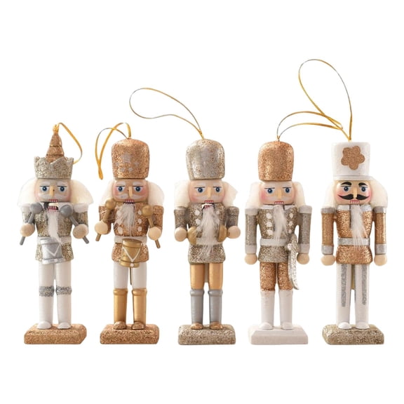 FVDPWYE 5 Pieces 5inch Wood Christmas Nutcracker Hanging Ornaments Set Toy for Christmas