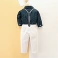 thumbnail image 4 of Karoyedx Toddler Baby Boy Christmas Outfit Baby Boys Formal Suit Set Long Sleeve with Bowtie Suspender Shorts Pants Outfits Clothes Dark Green Size,12-18 Months, 4 of 5