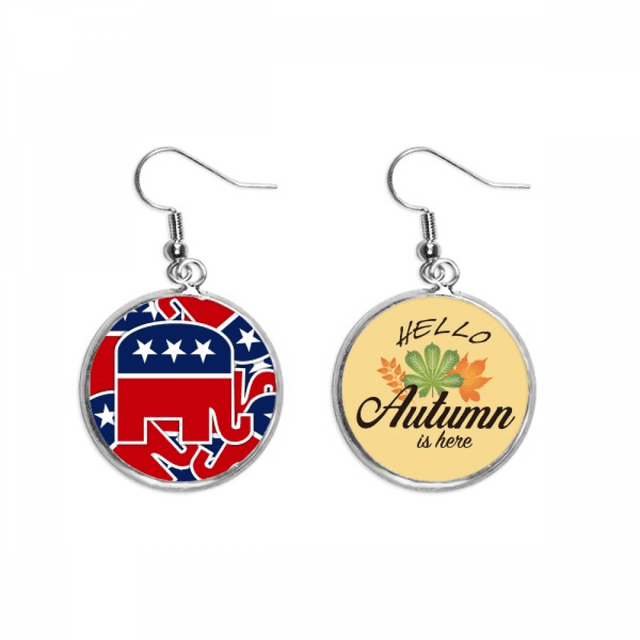 Estados Unidos el emblema de elefante republicano Pendiente del lóbulo de la joyería del pendiente de la hoja del otoño Unbranded M