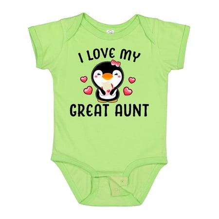 

Inktastic I Love My Great Aunt with Cute Penguin and Hearts Gift Baby Girl Bodysuit