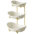 thumbnail image 3 of veasfak Ceramic Fruit Bowl for Kitchen Counter Fruit Display Stand for Kitchen Snack Golden 3 Layer, 3 of 9