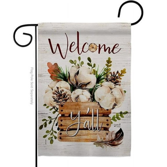 Angeleno Heritage G135504-BO Cotton Bouquet Yall Country Living The South 13 x 18.5 in. Double-Sided Decorative Vertical Garden Flags for House Decoration Banner Yard Gift