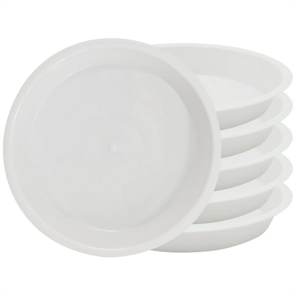 6 Pack Round Plant Saucer White Plastic Flower Pot Trays 7.8 inch Large Water Trays for Potted Plants Multi-use Bird Bath Bowls Drip Catcher & Decor for Home Garden By HYG