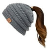Hatsandscarf CC Exclusives Solid Color Beanie Tail Hat for Adult (MB-20A) (Dark Melange Grey)