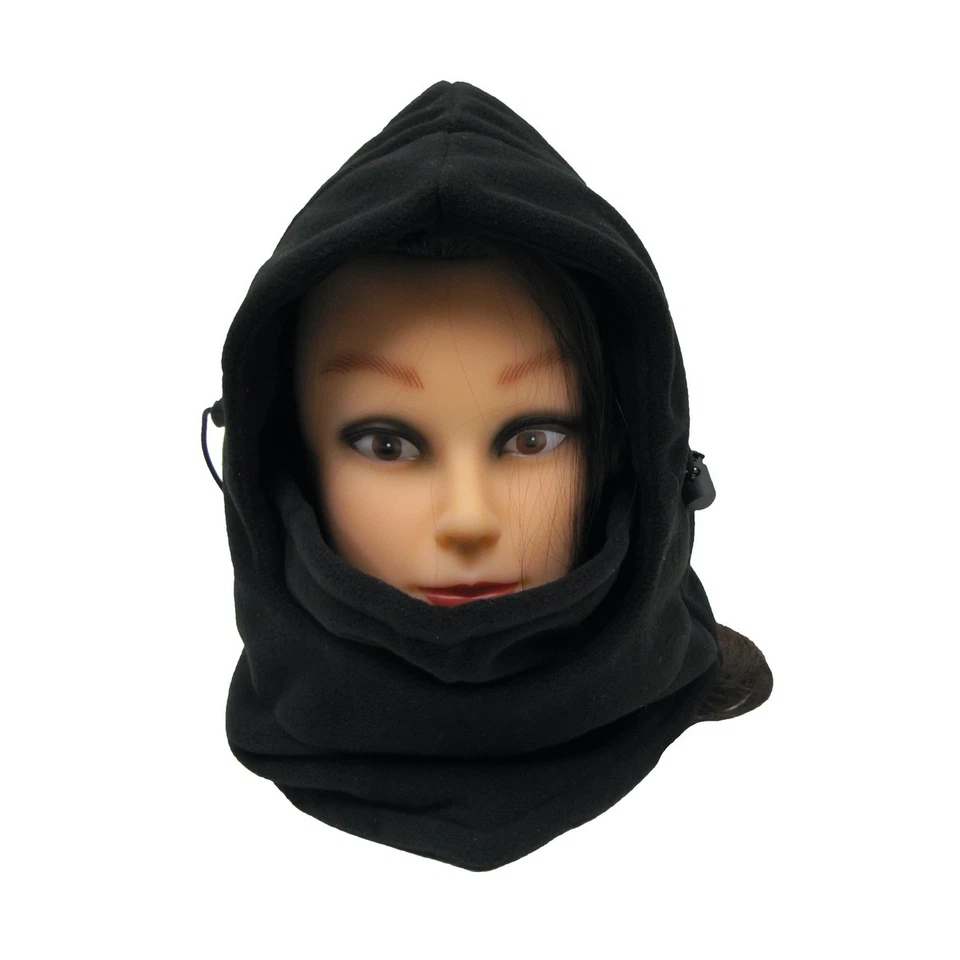 KNACK - Black Fleece Full Face Cover Warm Mask Hoodie Bike Ski Winter Balaclava Headwear
