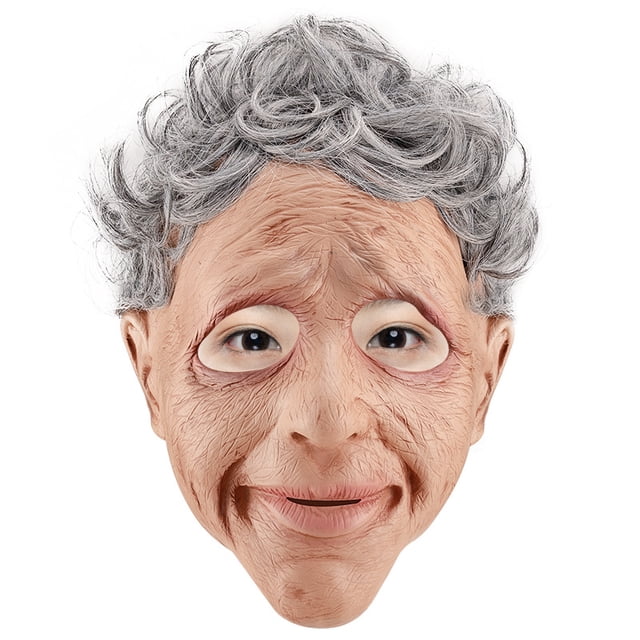 Máscara de cara de abuela de resina realista para mujer mayor, Halloween