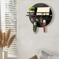 thumbnail image 6 of Wooden Wall Mounted Entryway Organizer | Round Shelf with Hooks for Keys Sunglasses & Small Items | Black Natural Wood Storage Rack 30x30cm | Multi-Functional Home Decor, 6 of 6