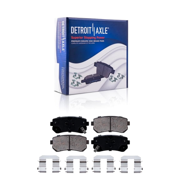 Detroit Axle - Rear Brake Pads for Hyundai Elantra Sonata Tucson Accent Kia Sportage Cadenza Forte Koup Rio Rio5, Ceramic Brake Pads w/ Hardware Replacement
