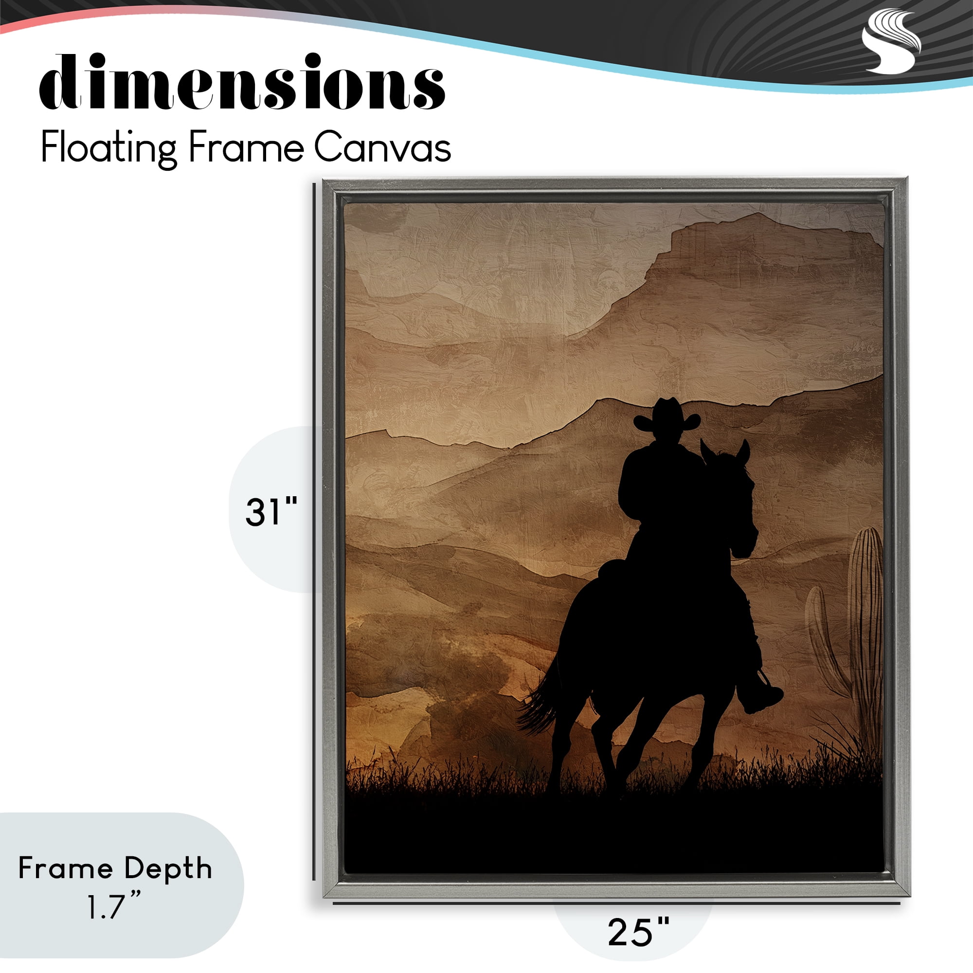 Stupell Industries Cowboy's Sunset Ride Gray Framed Floater Canvas Wall Art, design by Kim Allen