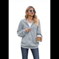 thumbnail image 3 of Sudadera con Capucha y Cremallera de Larga, Color Gris y Azul, Talla S, 3 of 10
