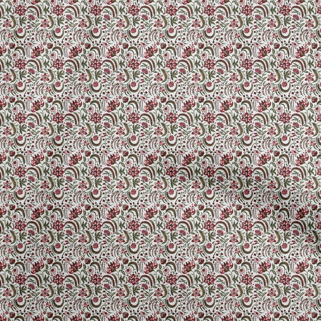 oneOone Velvet White Fabric Jacobean Floral Sewing Craft Projects Fabric Prints By Yard 58 Inch Wide