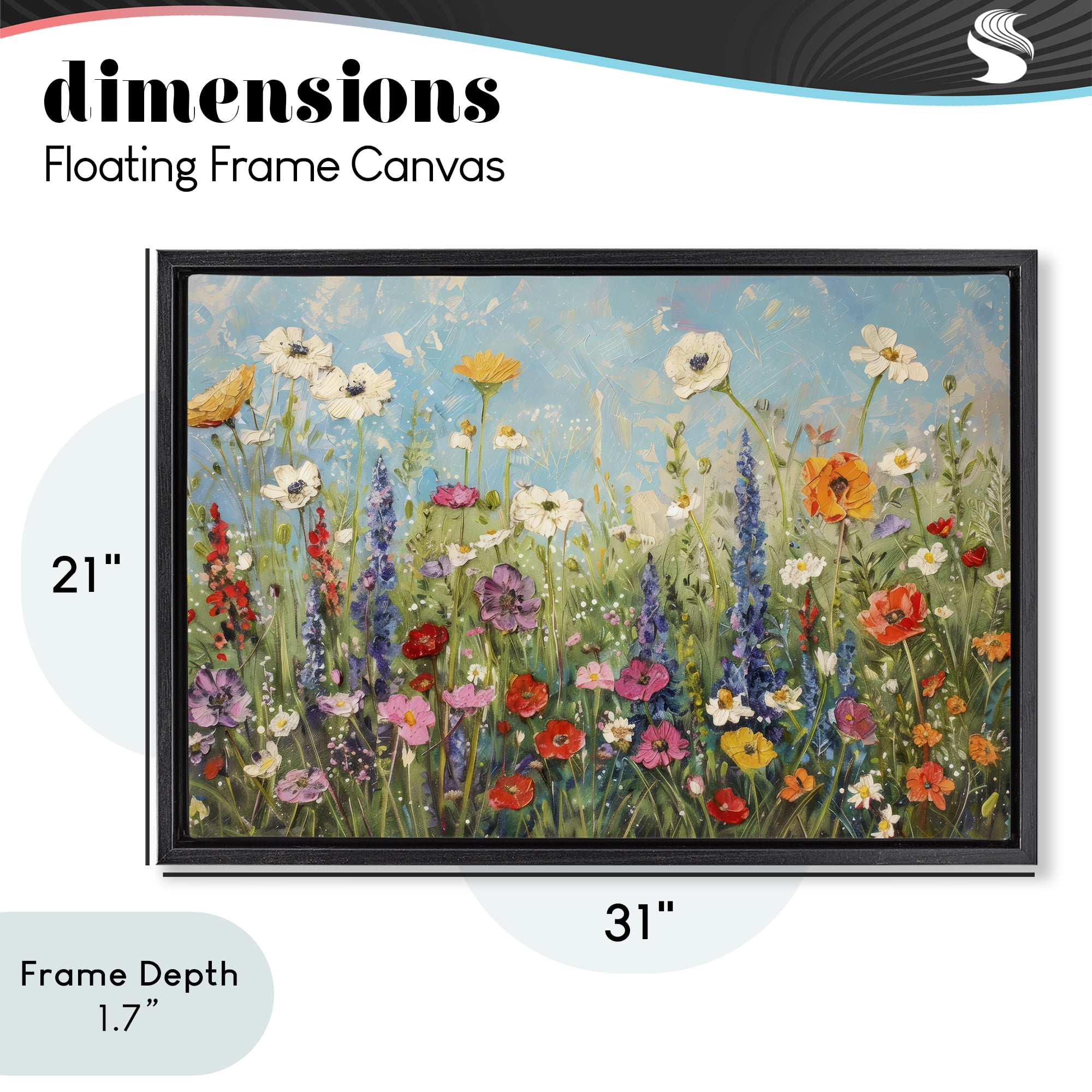 Stupell Industries Wildflower Field of Spring Blooms Black Framed Floater Canvas Wall Art, design by Creative Studio