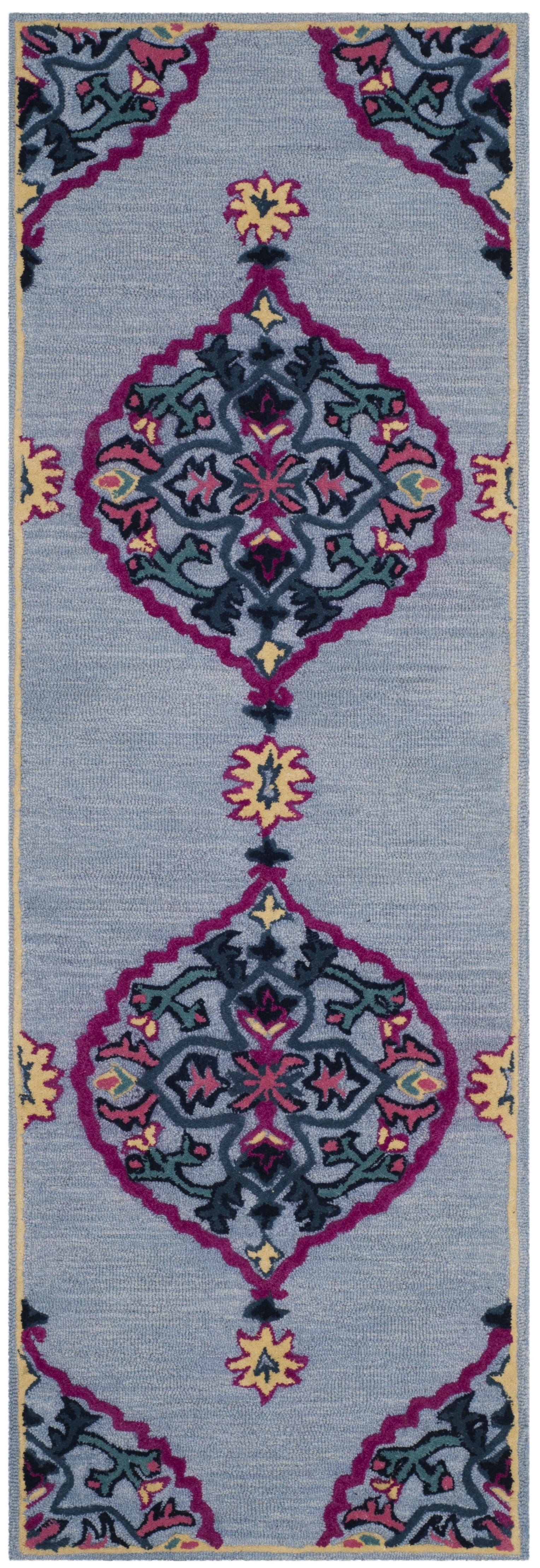 SAFAVIEH Bellagio Rio Floral Wool Runner Rug, Blue/Multi, 2'3" x 9'