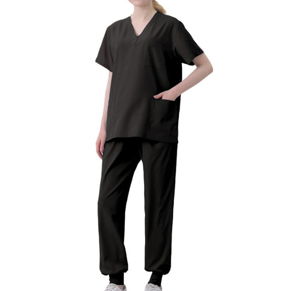Scrubs for Women Set Scrub Top and Jogger Pant Workwear Modern Medical Uniforms Suit Classic Nursing Scrubs Set with Pockets