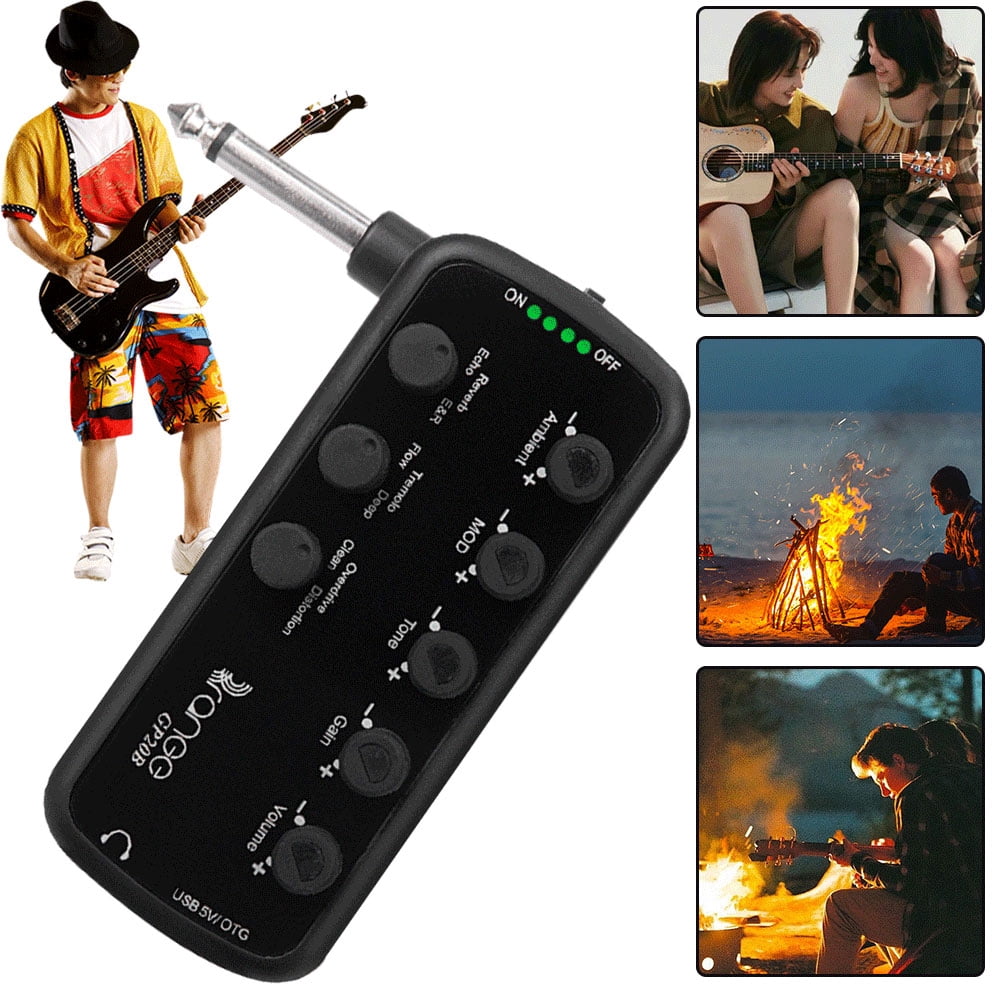 BLEEUS Bass Headphone Amplifier Usb Chargable Carry-on Plug-in Multi-effects Amp Musical Instruments Supplies (B)
