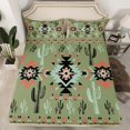 thumbnail image 2 of Manfei Bohemian Hippie Aztec Twin Sheet Sets for Adult, Rustic Farmhouse Cactus Twin Fitted Sheet, Green Southwestern Style Flat Sheet, Lightweight Room Decor, 3pcs, 2 of 7