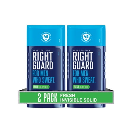Right Guard Sport Invisible Solid Antiperspirant & Deodorant for Men, Fresh Scent, 2.6 oz. (2 Pack)