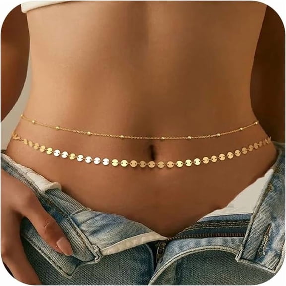 14k Gold Plated Waist Chain Gold Chain Belt for Women Simple Body Jewelry Belly Chain Festival Beach Accessories Dainty Gold Jewelry Gift