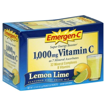 Emergen-C Vitamin C Fizzy Drink Mix, 1000 mg, Lemon-Lime, 0.3 Ounce Packets, 30-Count
