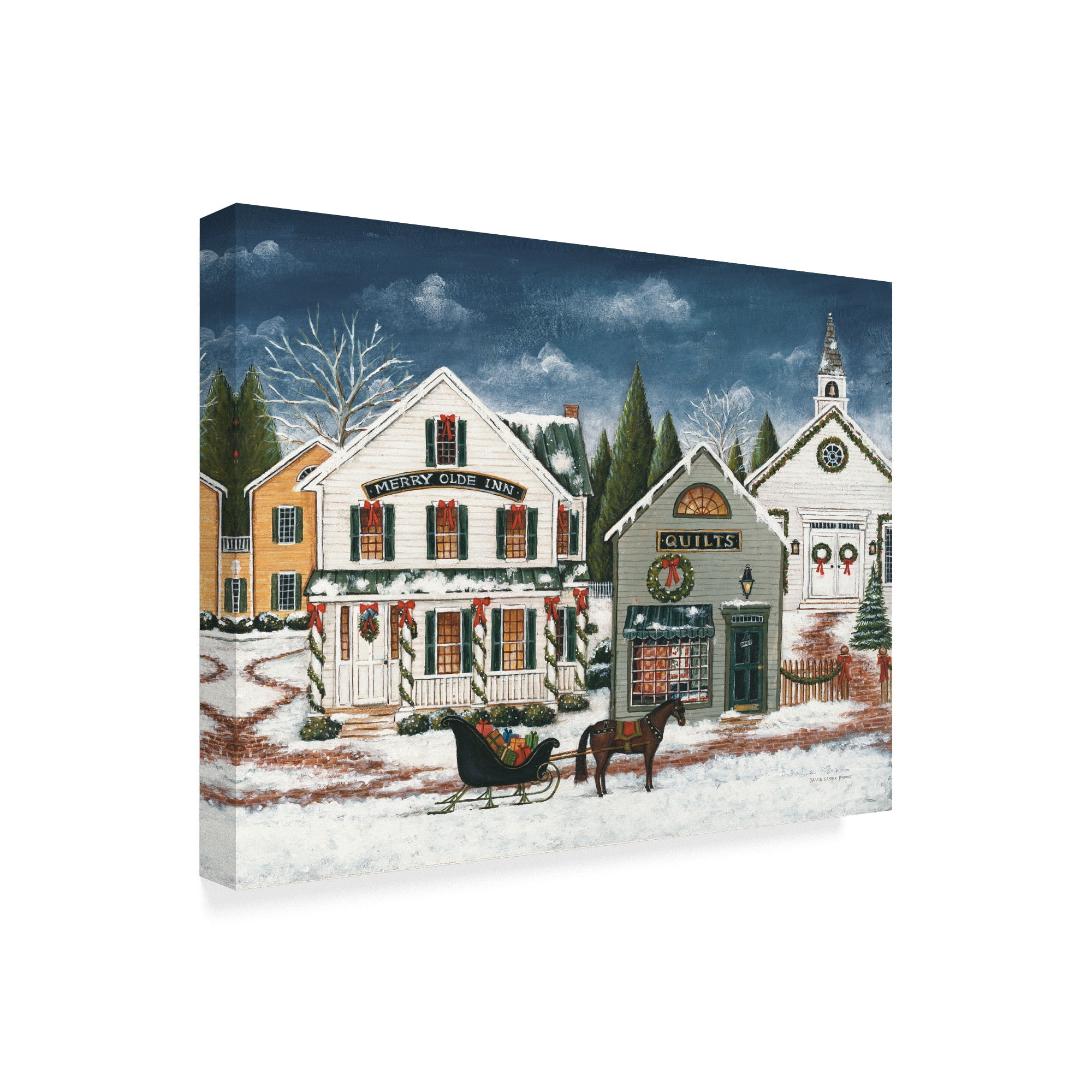Trademark Fine Art 'Christmas Village I Dark Crop' Canvas Art by David Carter Brown