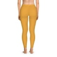 thumbnail image 2 of Sweet Mustard Color Leggings Women Poly-Span Solid Color Print Yellow Leggings 5, 2 of 8