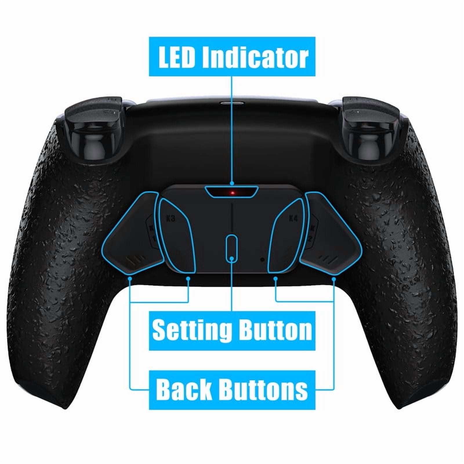 eXtremeRate Back Paddles Programable RISE4 V3 Remap Kit for PS5 Controller BDM-030 040 050, Upgrade Board Textured Black Redesigned Bottom Shell 4 Back Buttons Set for PS5 Controller - NO Controller