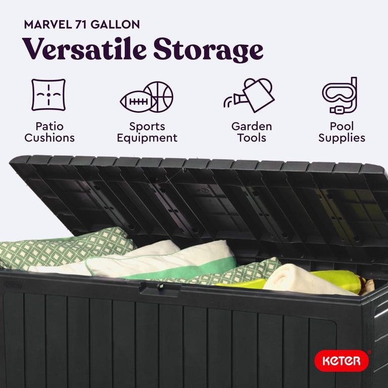 Keter Arden 71 Gallon Outdoor Deck Box, Graphite photo 4