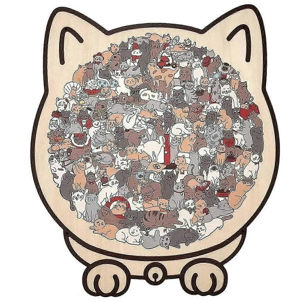 135pcs Irregular Morandi-Colored Cat Shaped Wooden Jigsaw Puzzle Unique Animal Shape Wooden Puzzles for Adults Kids Holiday Birthday Present Idea