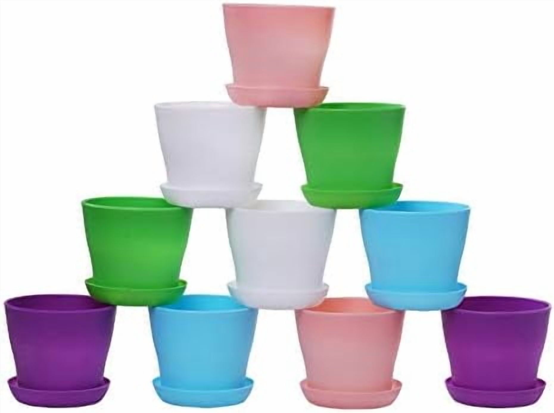 10 Pcs Plastic Planters Indoor Pots, Mini Flower Seedlings Nursery Pot with Pallet, Modern Decorative Gardening Containers