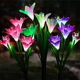 thumbnail image 1 of Lámpara solar Laklulu para jardín al aire libre, 3 piezas de luz solar con forma de lirio, lámpara solar con flores artificiales (rosa, violeta y blanco), 1 of 5