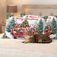 thumbnail image 3 of Christmas Trees Outdoor Waterproof Pillow Covers, Red Truck Xmas Winter Green Forest Decorative Rectangle Throw Pillowcase Sofa Cushion Sham for Patio/Couch/Chair, 20"x12" 2 Pack, 3 of 8