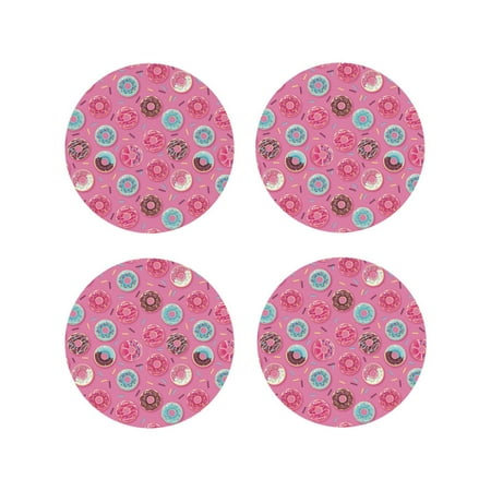 

Leather Coasters with Heat-resistant for Drinks Donut Pink Print -标题2 Round Shape
