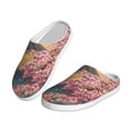 thumbnail image 2 of Daiia Cherry Blossoms Print Women’s Fuzzy Slippers Memory Foam Lightweight House Shoes Cozy Loafer Flannel House Shoes-42/43, 2 of 7