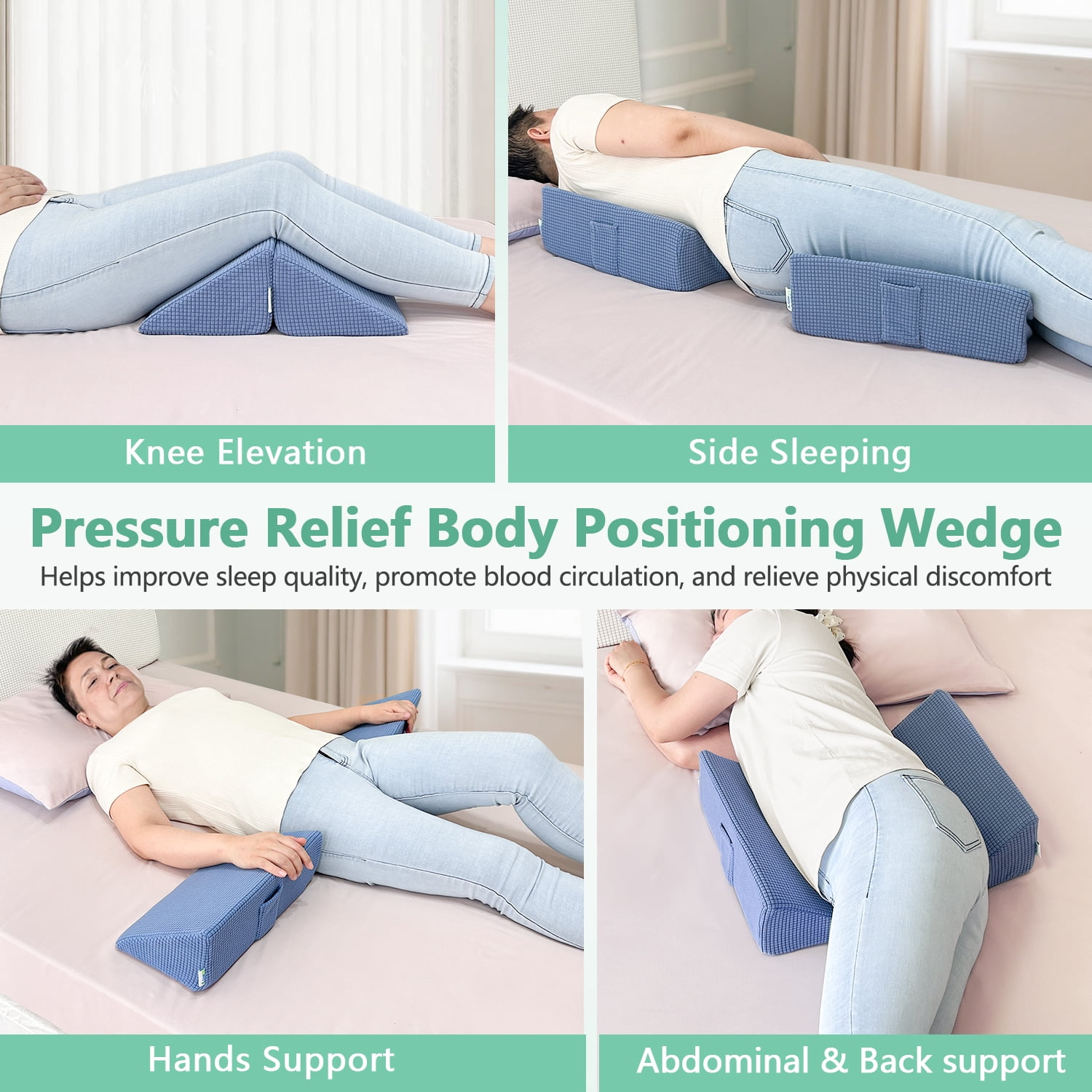 Wheelchair Lateral Support Side Cushions, Lateral Positioning Wedge Pillows with Adjustable Straps for Posture Correction, Foam Padding Guards for Elderly & Adult