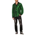 thumbnail image 2 of INSPIRE CHIC Men's Shirts Sequin Long Sleeve Button Down Sparkle Metallic Dress Shirts L Green, 2 of 5