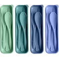 thumbnail image 1 of Travel Utensils Set with Case Sets Camping Utensils Wheat Straw Reusable Utensils Set With Case Knife Fork and Spoon Utensils for Lunch Box, 1 of 7