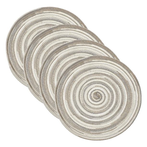 Uxcell 4 Pcs Manteles Individuales Redondos Tejidos, Mantel Lavable de 11.8 Pulgadas Resistente al Calor Decorativo para Mesa de Comedor Encimera, Gris Gradiente