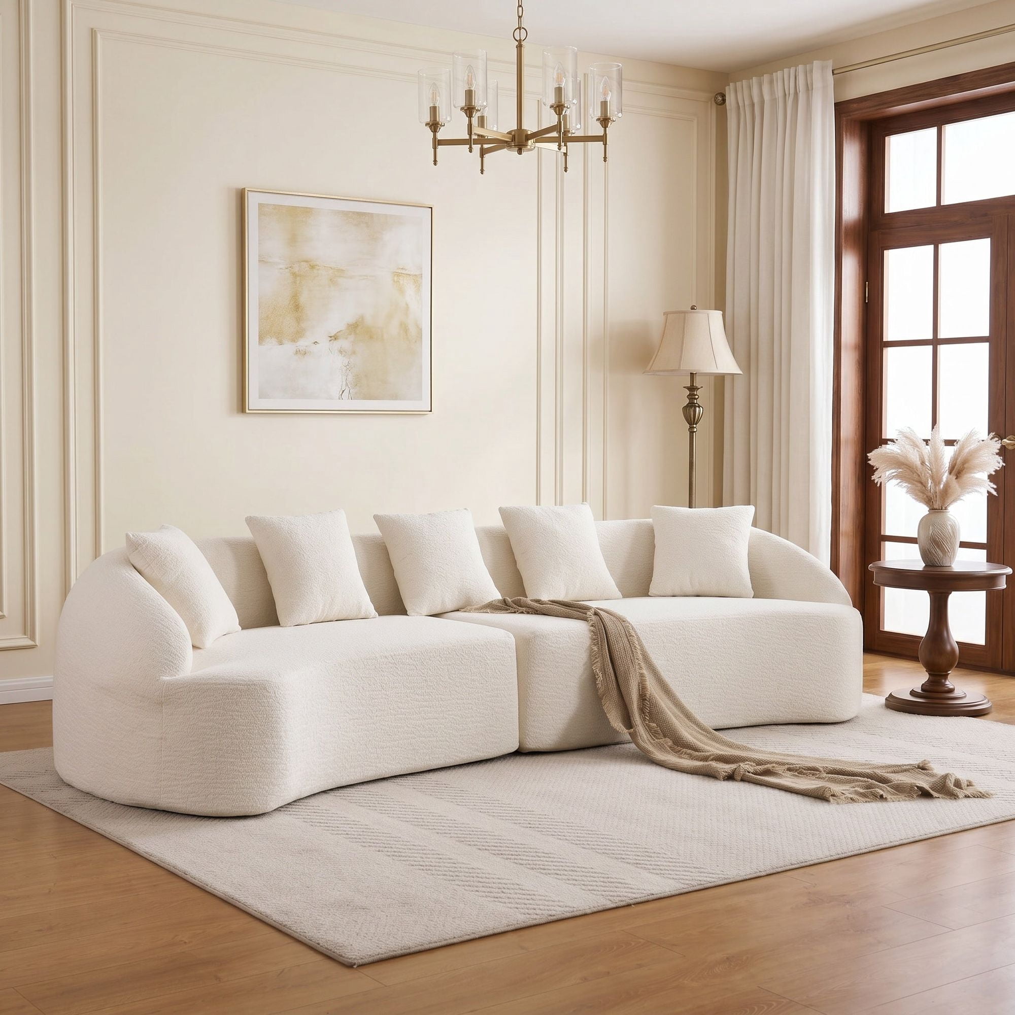 Sailvan 110" Curved Modular Sectional Sofa, High-Density Chenille Sleeper Couch for Living Room