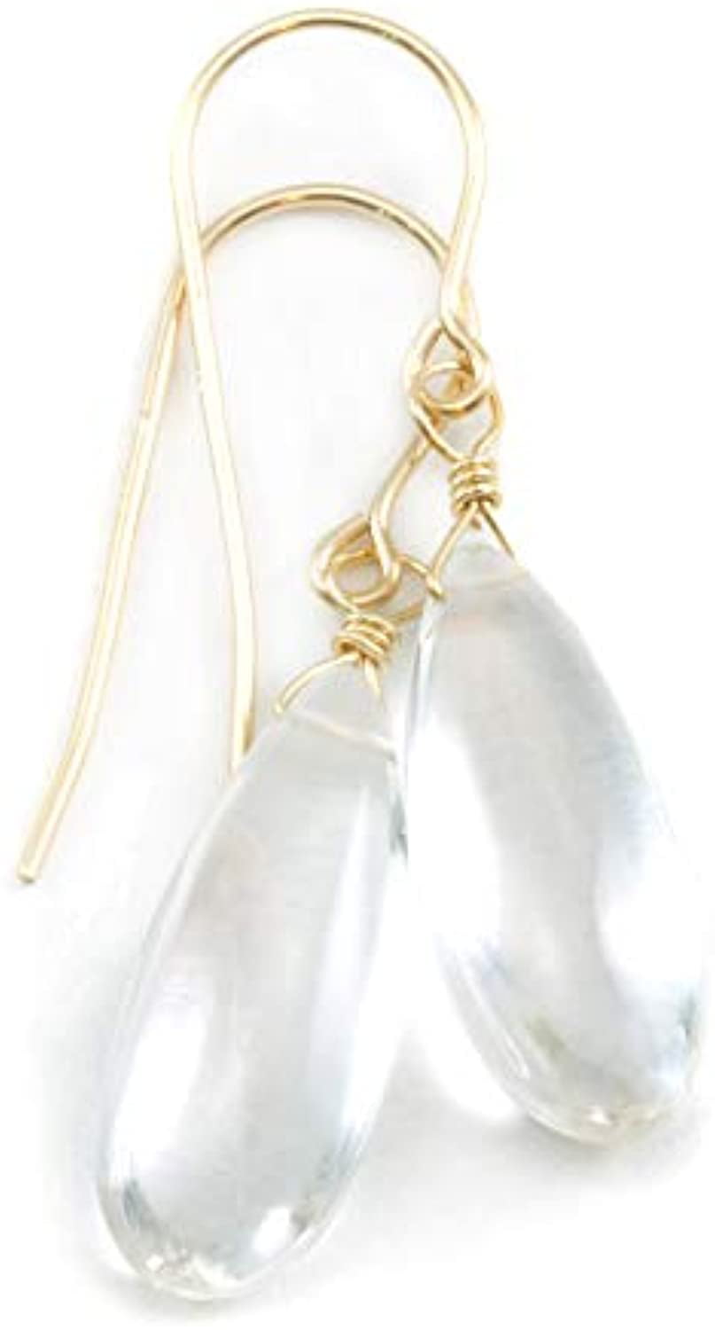 14K Gold Filled Jewelry Clear quartz drop Earrings Gemstone Drop Earrings