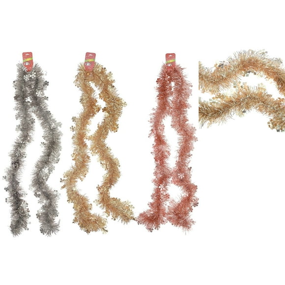 2M Tinsel With Snowflakes Garland (5Ply) (Asstd) - Set of 12