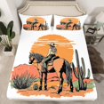 thumbnail image 2 of Homewish Rustic Western Cowgirl Twin Sheet Sets,Desert Botanical Cactus Twin Fitted Sheet,Brown White Flat Sheet For Girls,Ultra Soft Home Decor,3 Pieces, 2 of 7